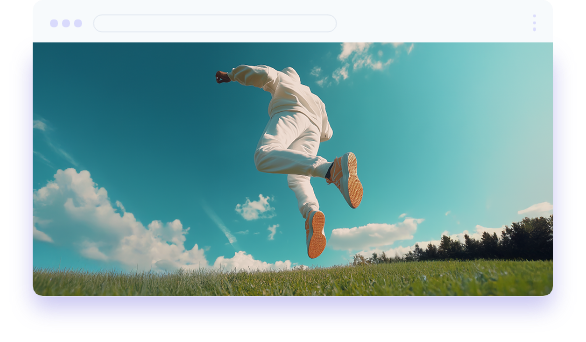 computer monitor with man jumping