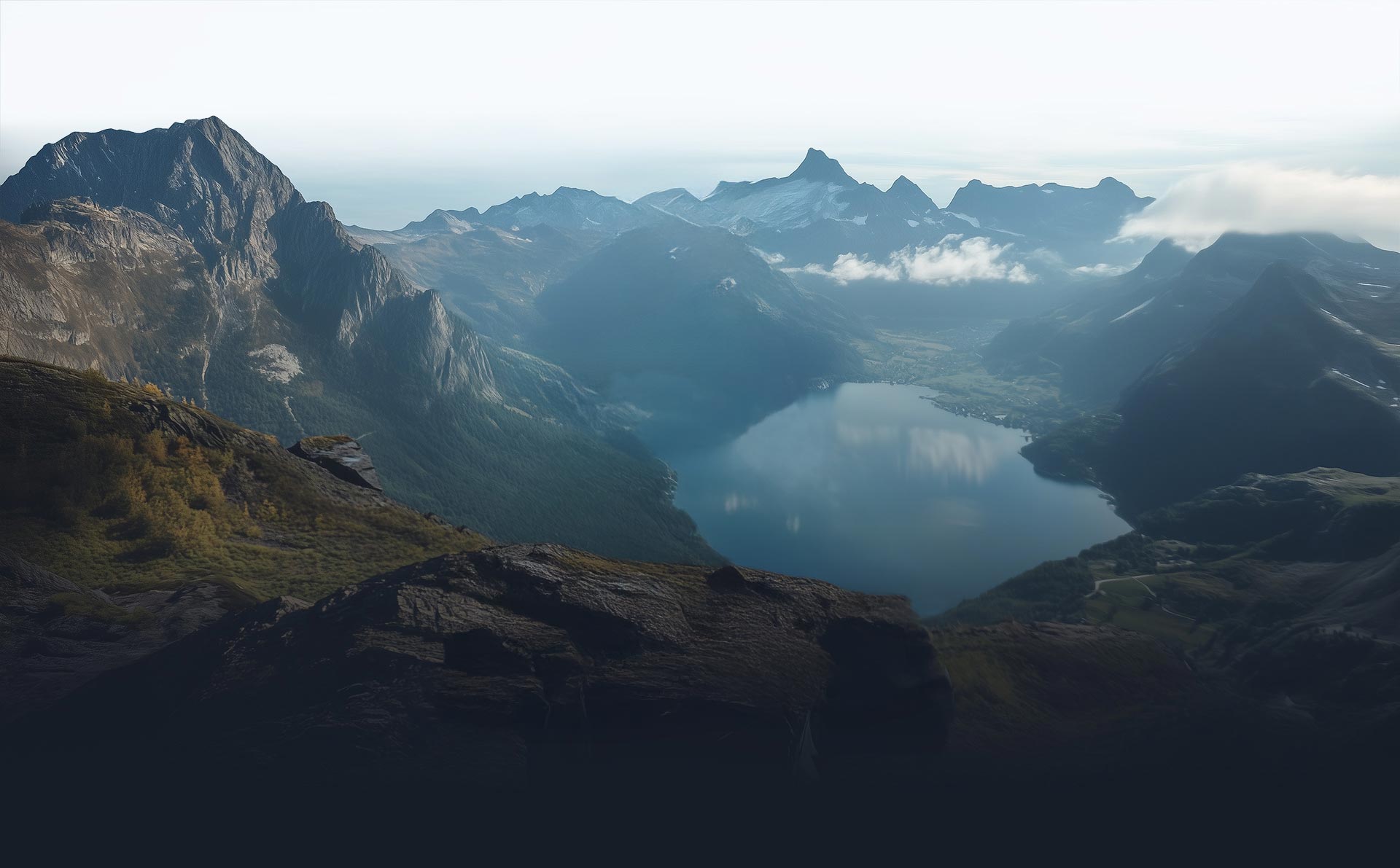 Mountains and a lake in the distance