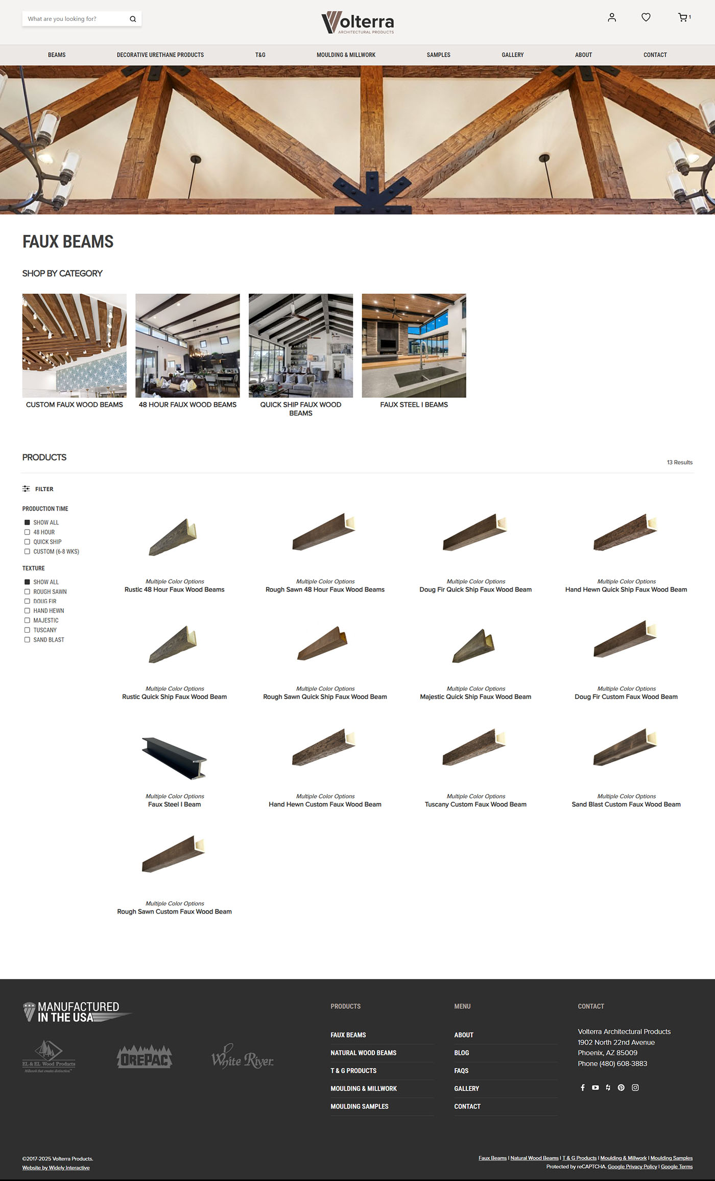 volterra wood beams Product Page screenshot