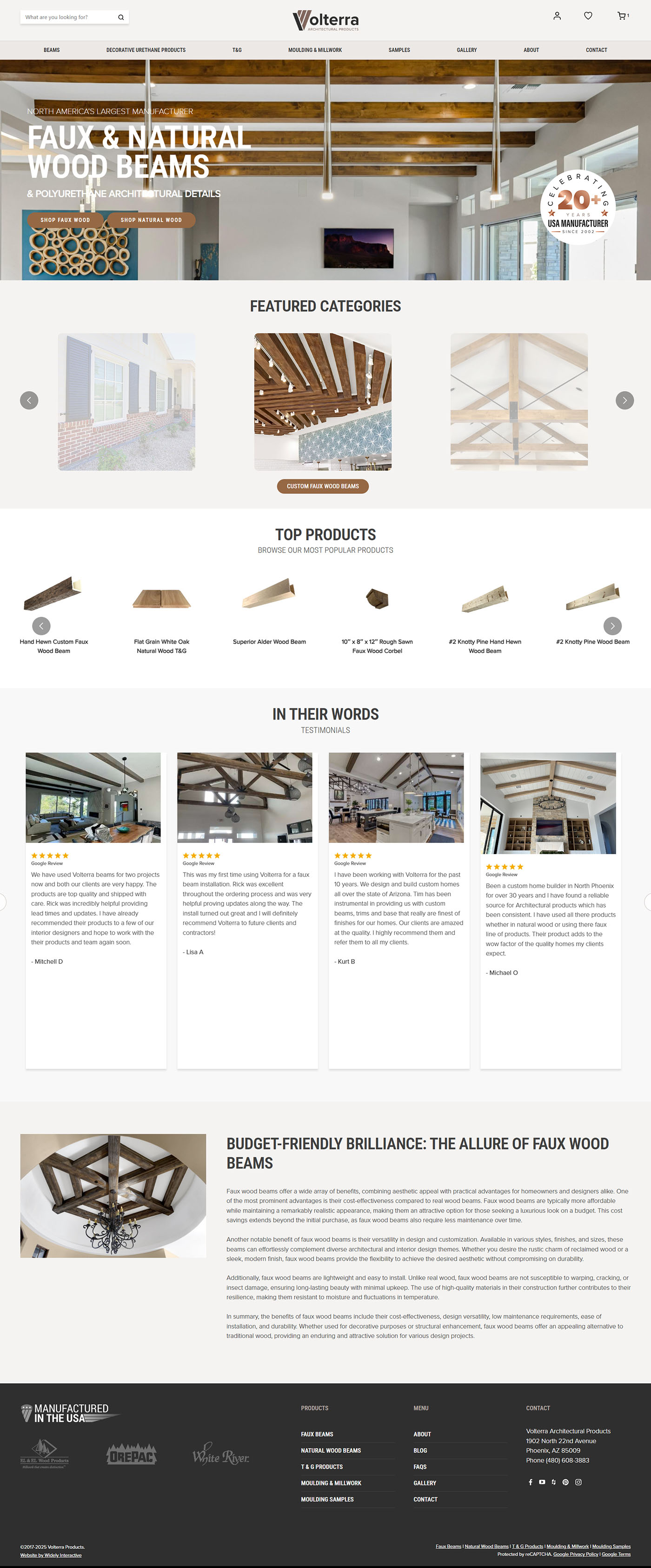 volterra wood beams homepage screenshot