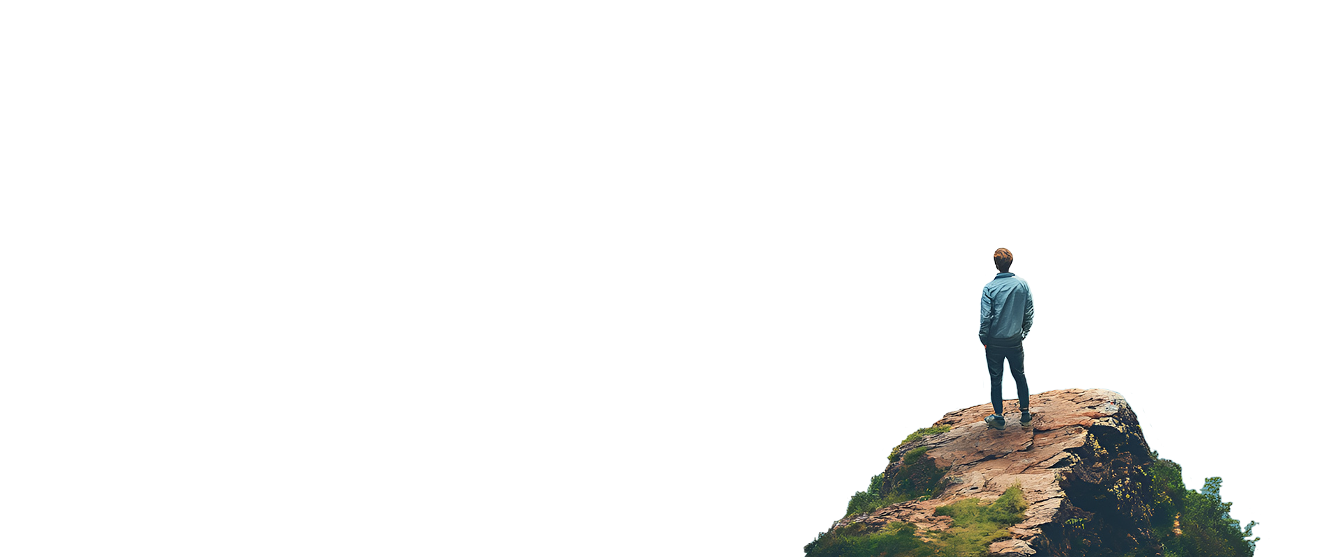 Man standing on rock cliff