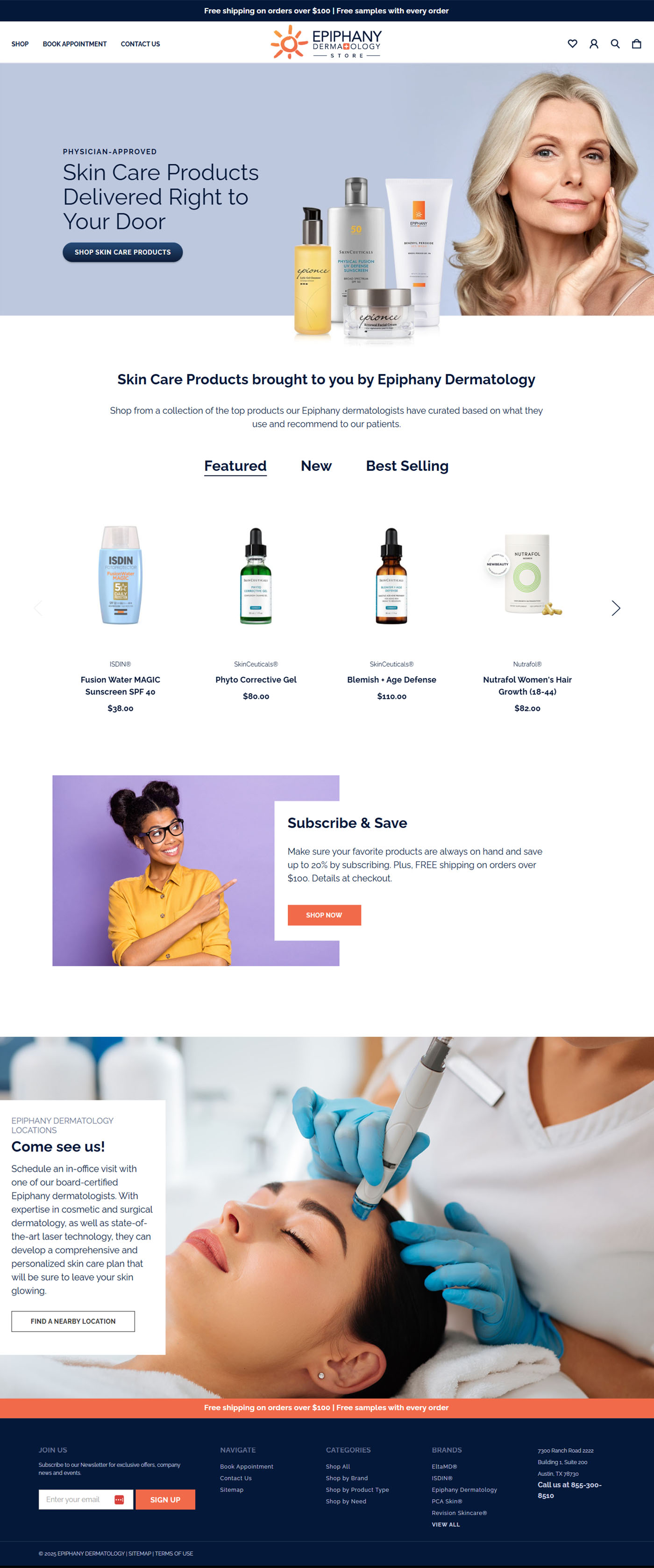Epiphany Cosmetics Store homepage